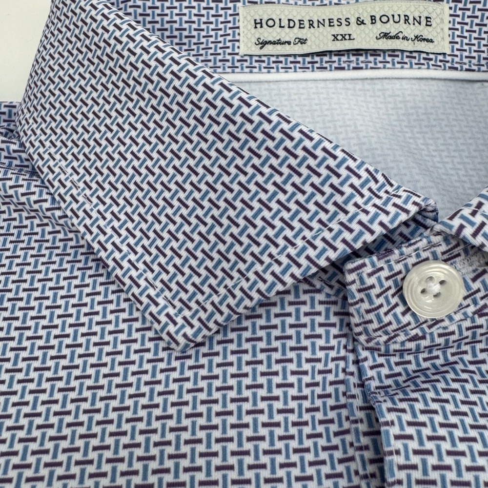 NWT Holderness & Bourne Polo The Davis Shirt XXL Bedford & Amherst Blue Purple - Picture 2 of 10